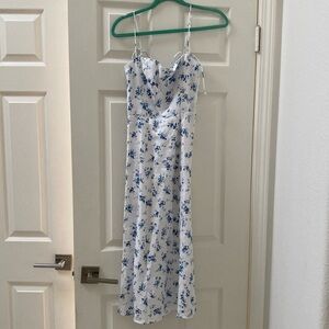 Reformation Blue Floral Linen Dress 0